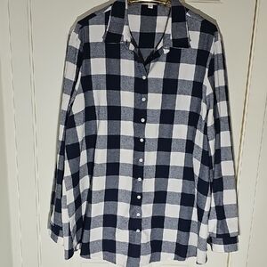 HAUTE EDIITION‎ Blue & White Checkered Button-Up Shirt. Size 3X.